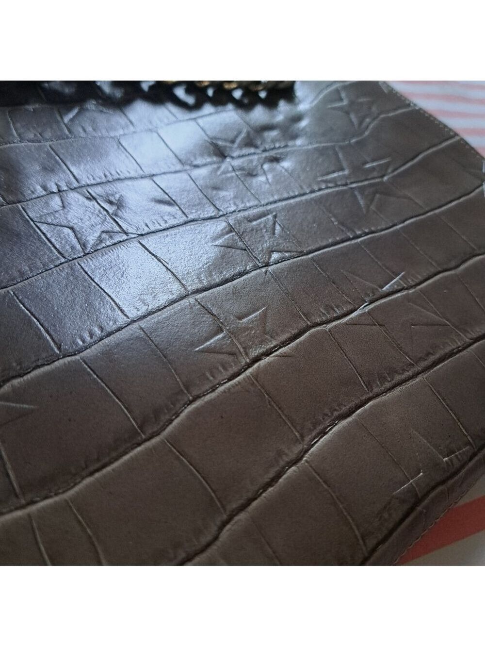 CLAUDIA FIRENZE Italy embossed Stars croc look leather chunky chain purse bag - Picture 11 of 16
